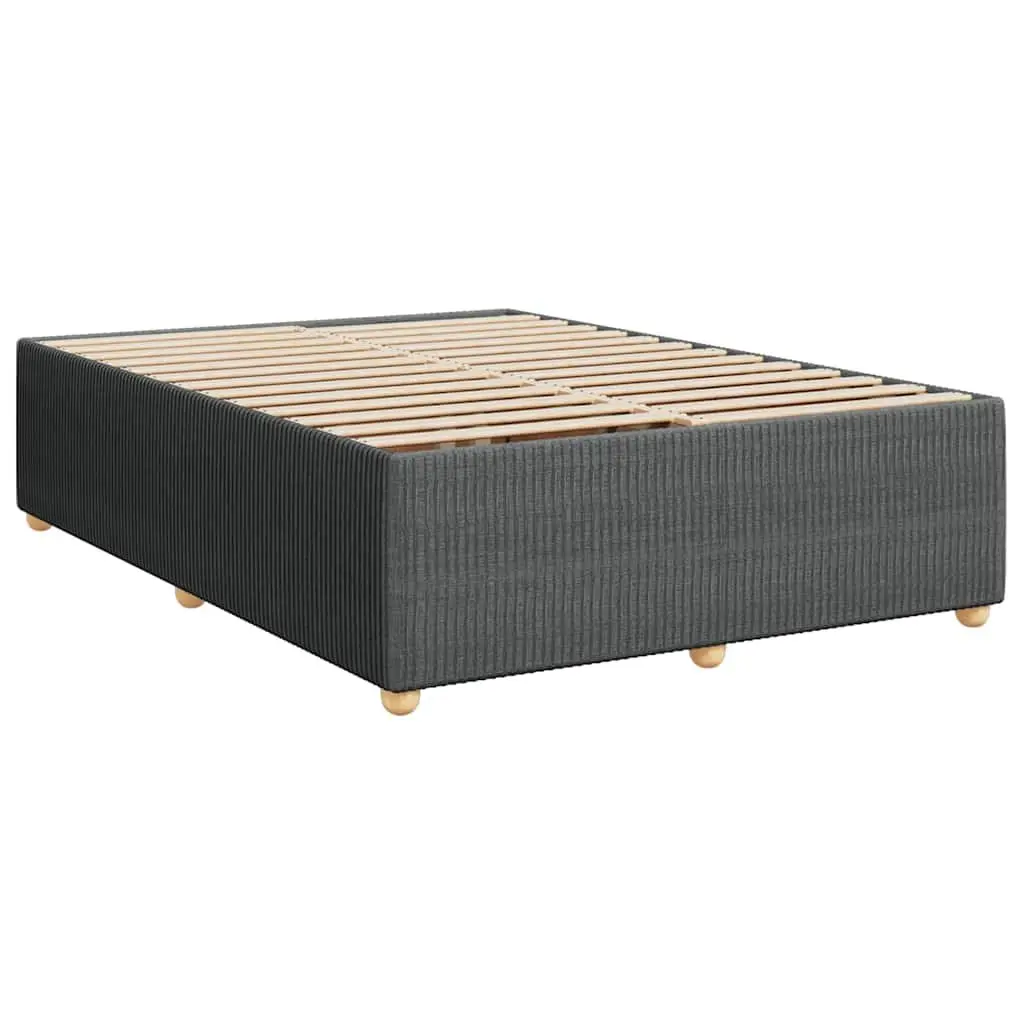 Queen Box Spring Bed Pocket Spring Mattress Grey Polyester Fabric with Adjustable LED Lights