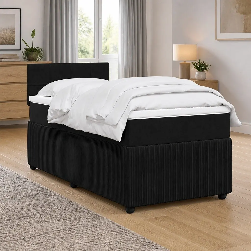 Box Spring Bed with Pocket Spring Mattress in Grey