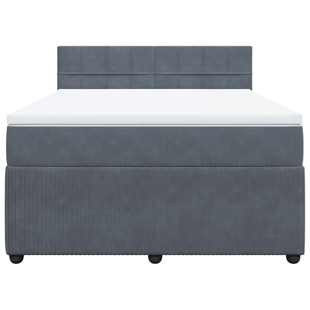 Double Box Spring Bed with Velvet Mattress and LED Lights
