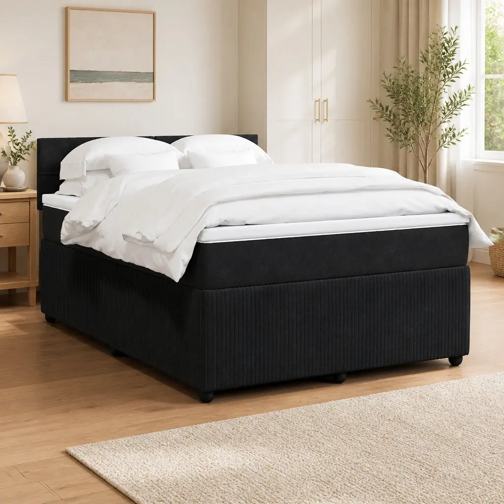 Grey Velvet Box Spring Bed with Pocket Spring Mattress