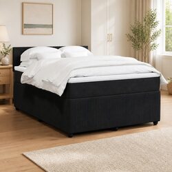 Box Spring Bed with Pocket Spring Mattress LED Lights Double Grey Velvet
