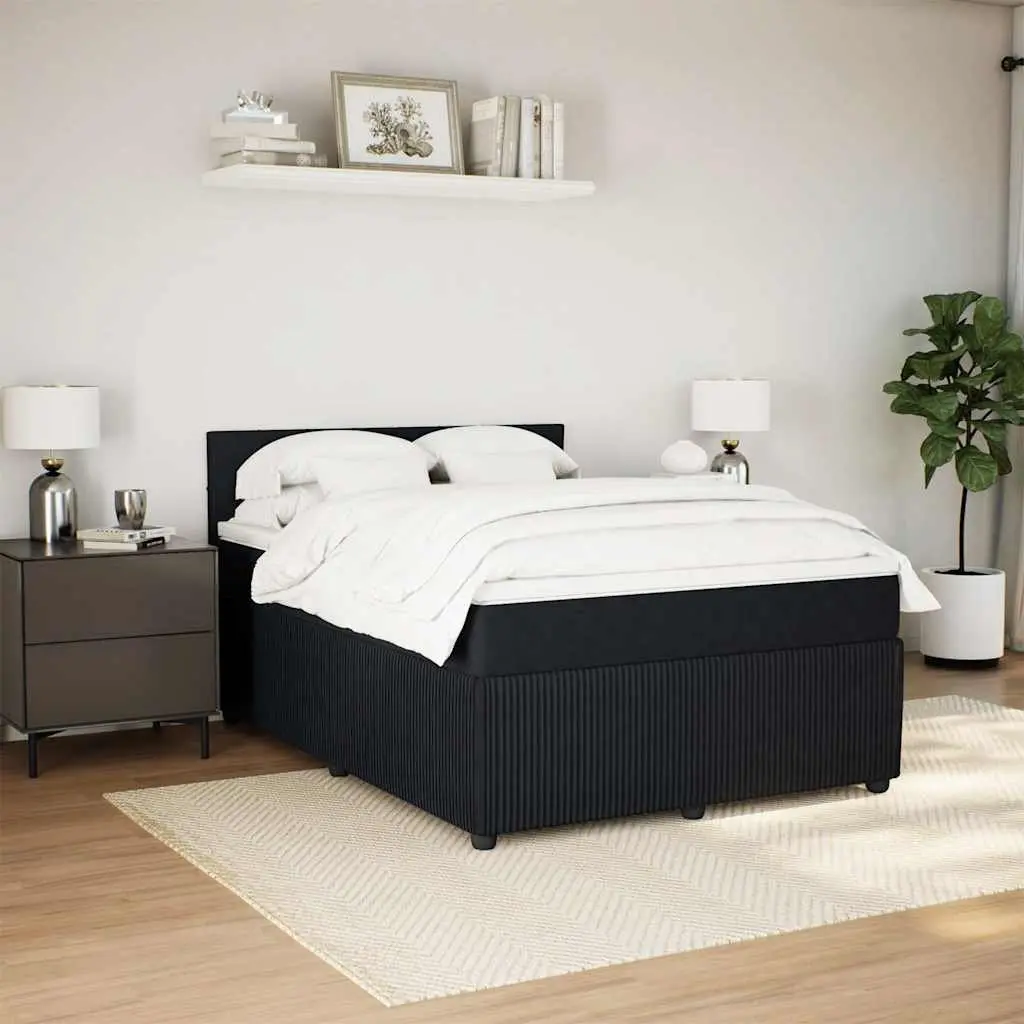 Grey Velvet Box Spring Bed with Pocket Spring Mattress