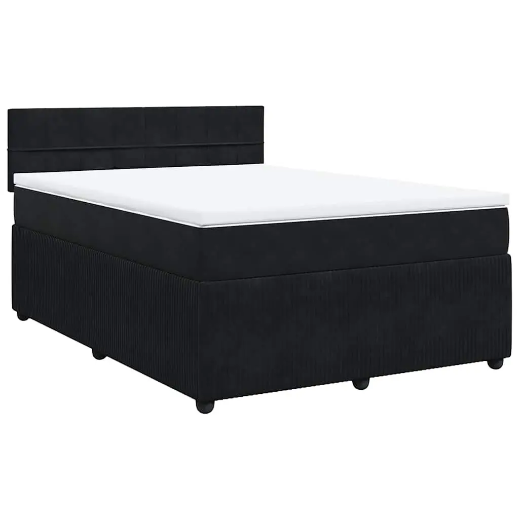 Grey Velvet Box Spring Bed with Pocket Spring Mattress