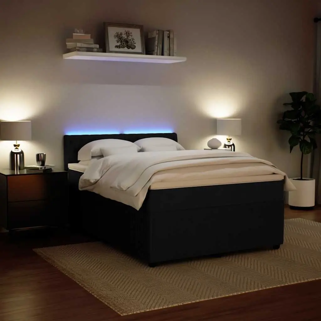 Box Spring Bed with Pocket Mattress and LED Lights
