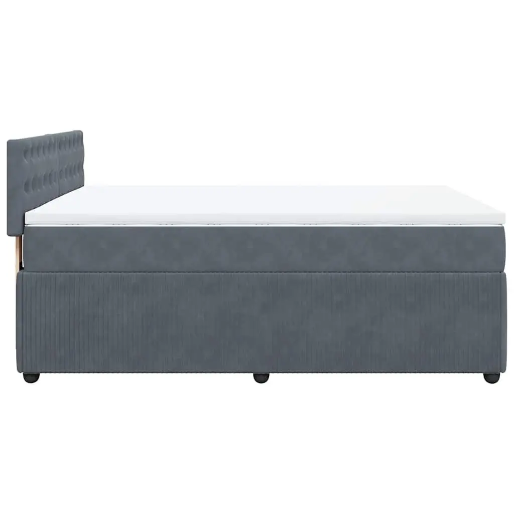 Grey Velvet Box Spring Bed with Pocket Mattress