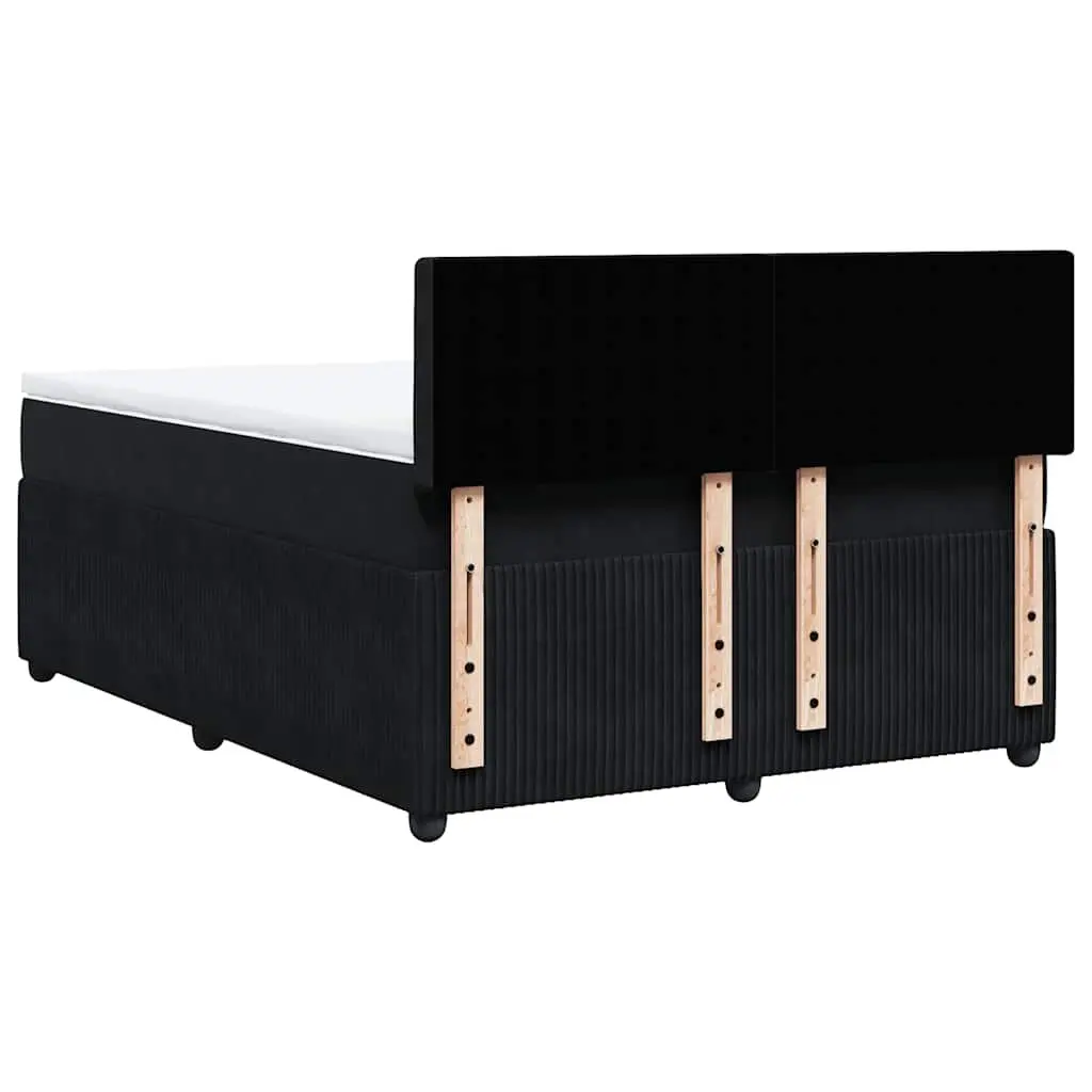 Box Spring Bed Velvet Double Grey with Pocket Spring Mattress and LED Lights