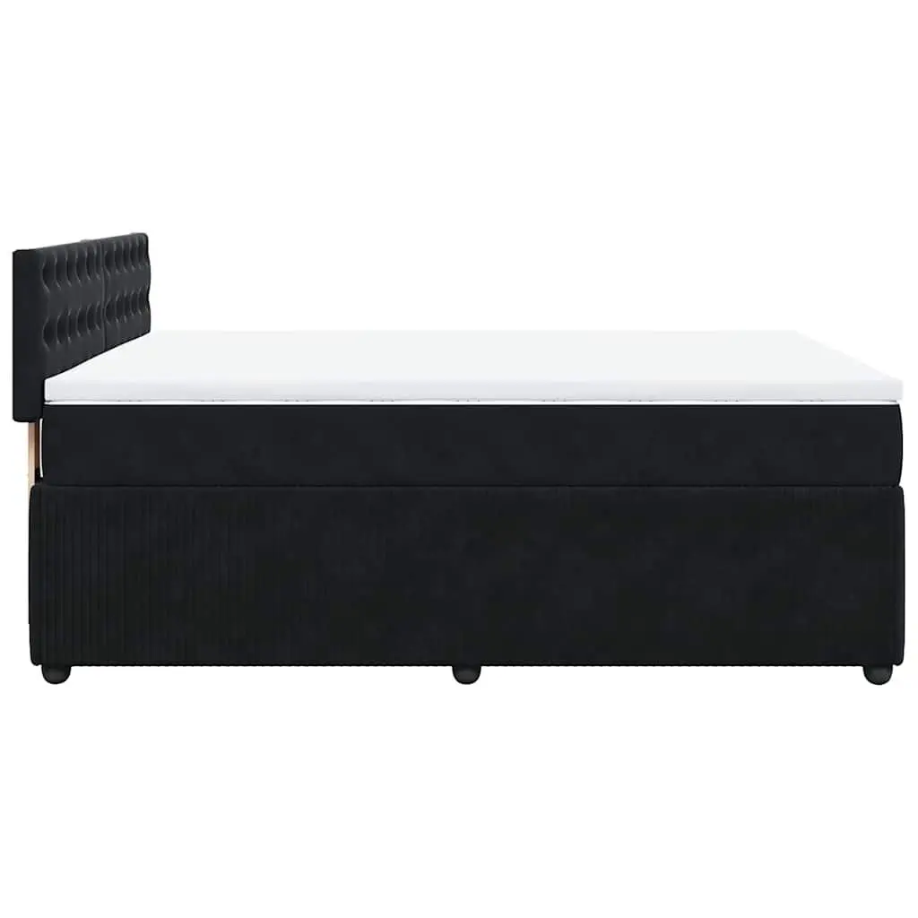 Box Spring Bed Velvet Double Grey with Pocket Spring Mattress and LED Lights