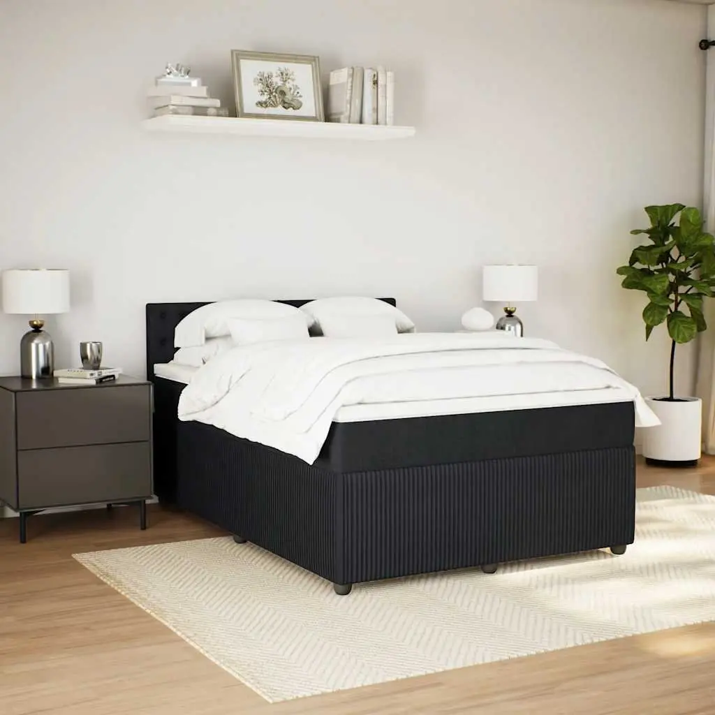 Box Spring Bed Velvet Double Grey with Pocket Spring Mattress and LED Lights