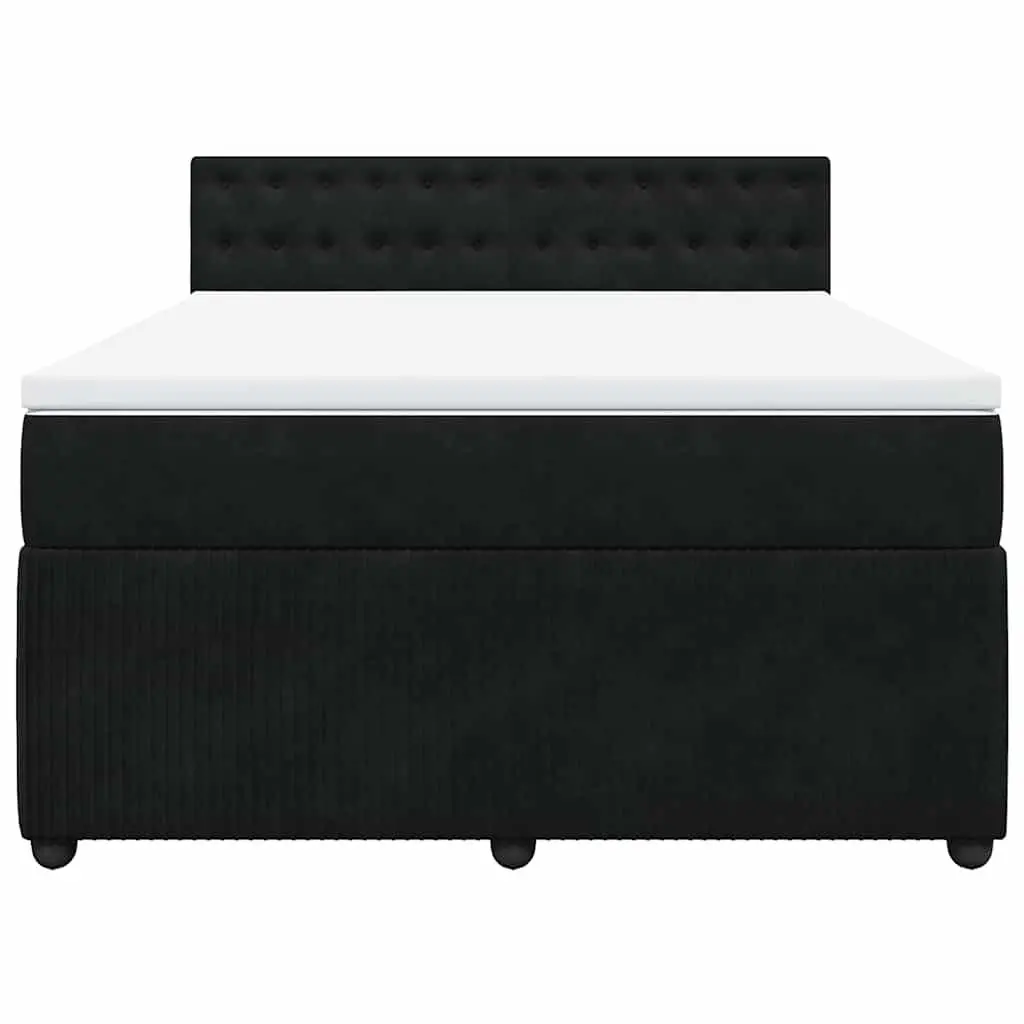 Box Spring Bed Velvet Double Grey with Pocket Spring Mattress and LED Lights