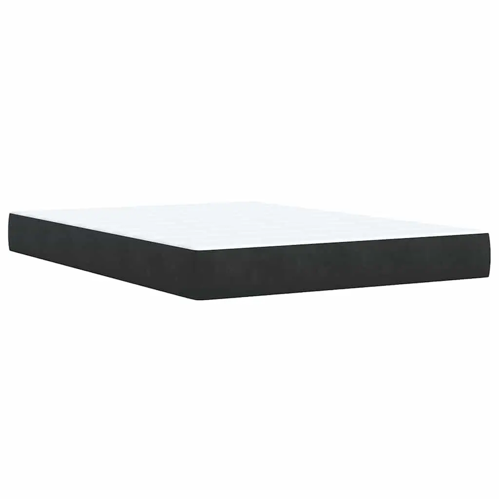 Box Spring Bed Velvet Double Grey with Pocket Spring Mattress and LED Lights