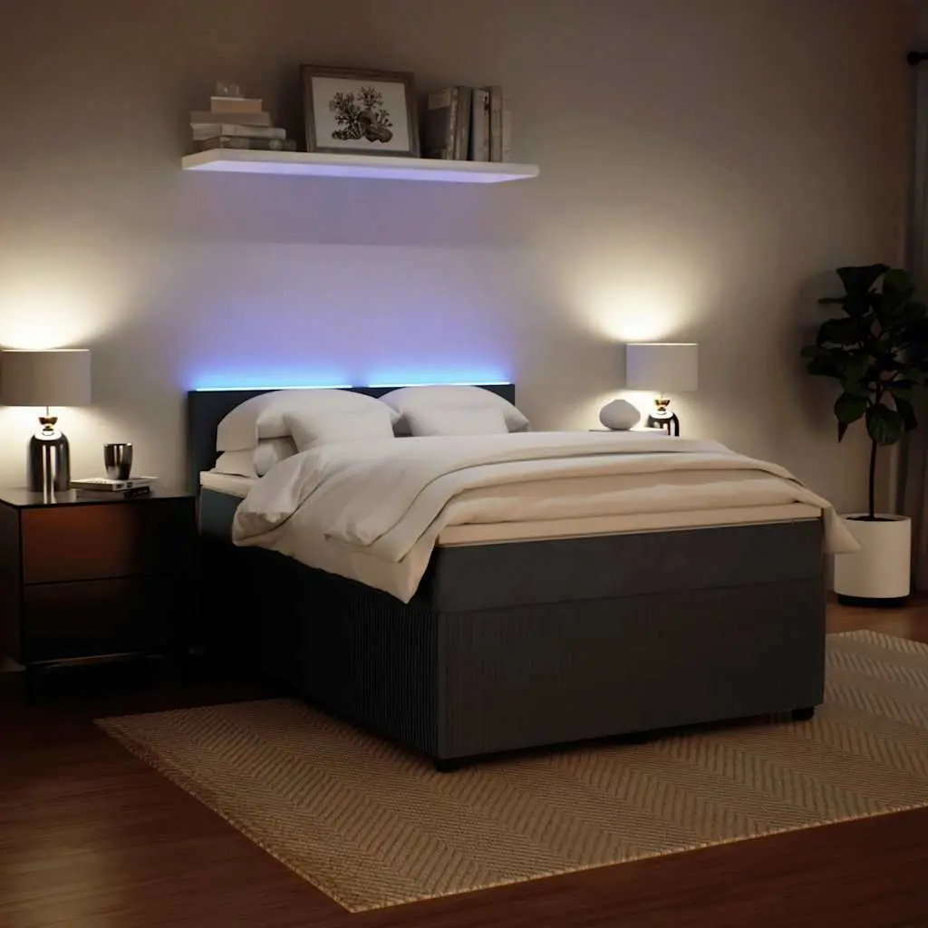 Grey Velvet Queen Box Spring Bed with Pocket Mattress
