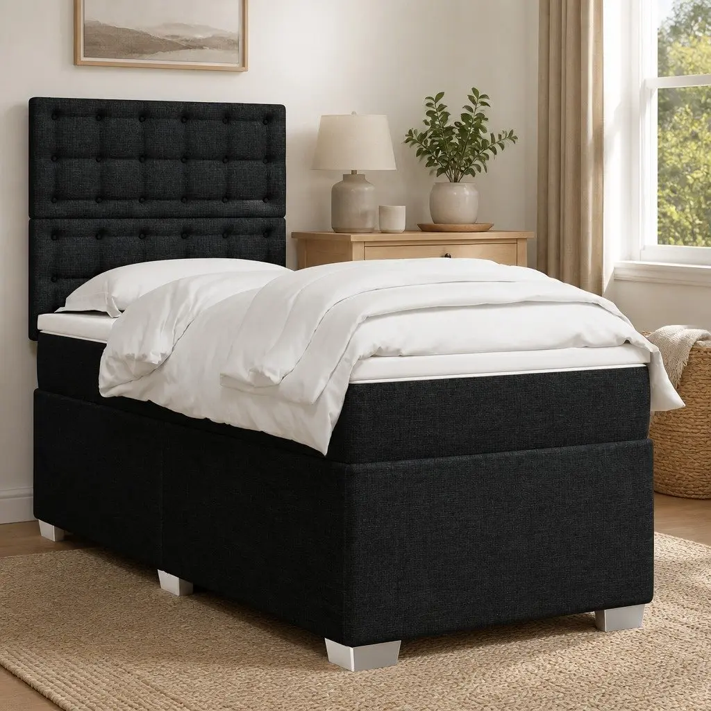 Box Spring Bed with Pocket Mattress and Adjustable Headboard
