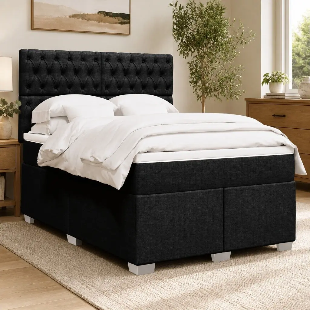 Double Box Spring Bed with Adjustable Headboard
