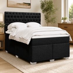 Sturdy Double Box Spring Bed with Adjustable Headboard