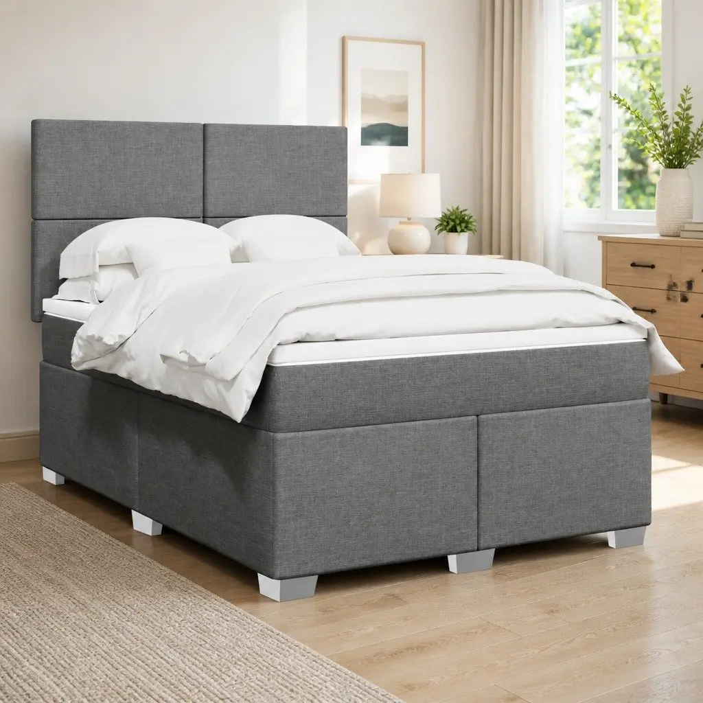 Queen Bed with Pocket Spring Mattress and Adjustable Headboard