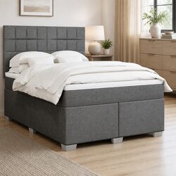 Queen Box Spring Bed with Adjustable Headboard and Pocket Mattress