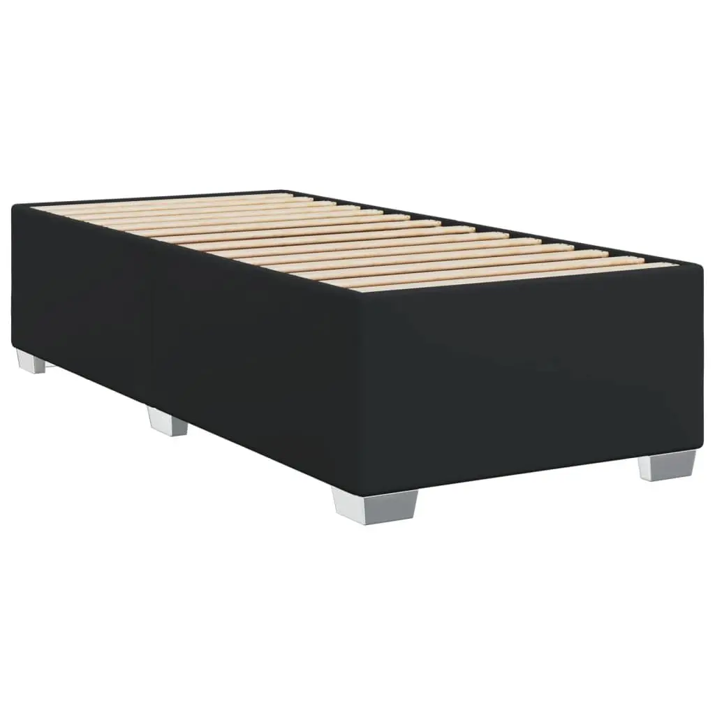 Box Spring Bed with Mattress King Single Black Faux Leather Bedroom Furniture
