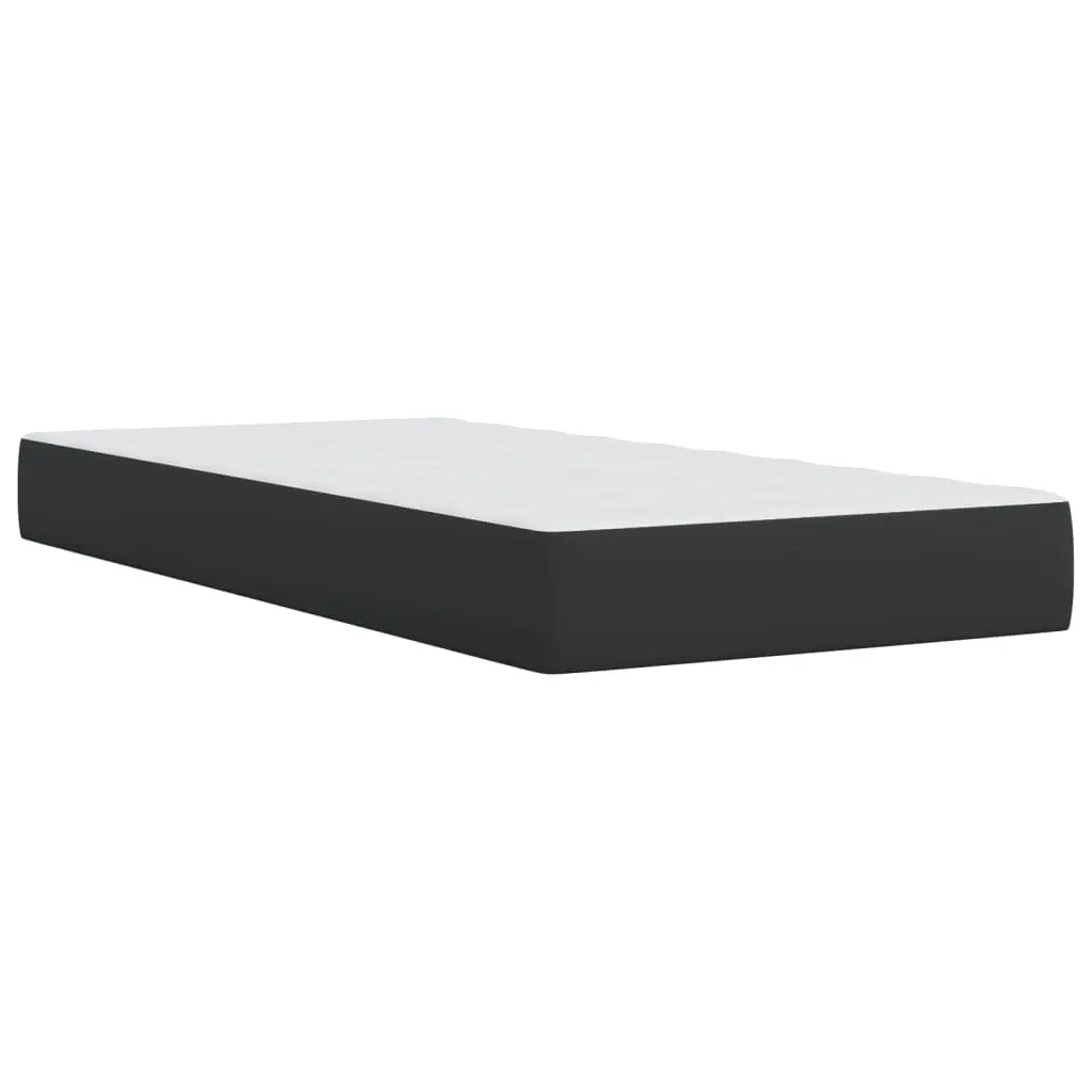 Box Spring Bed with Mattress King Single Black Faux Leather Bedroom Furniture