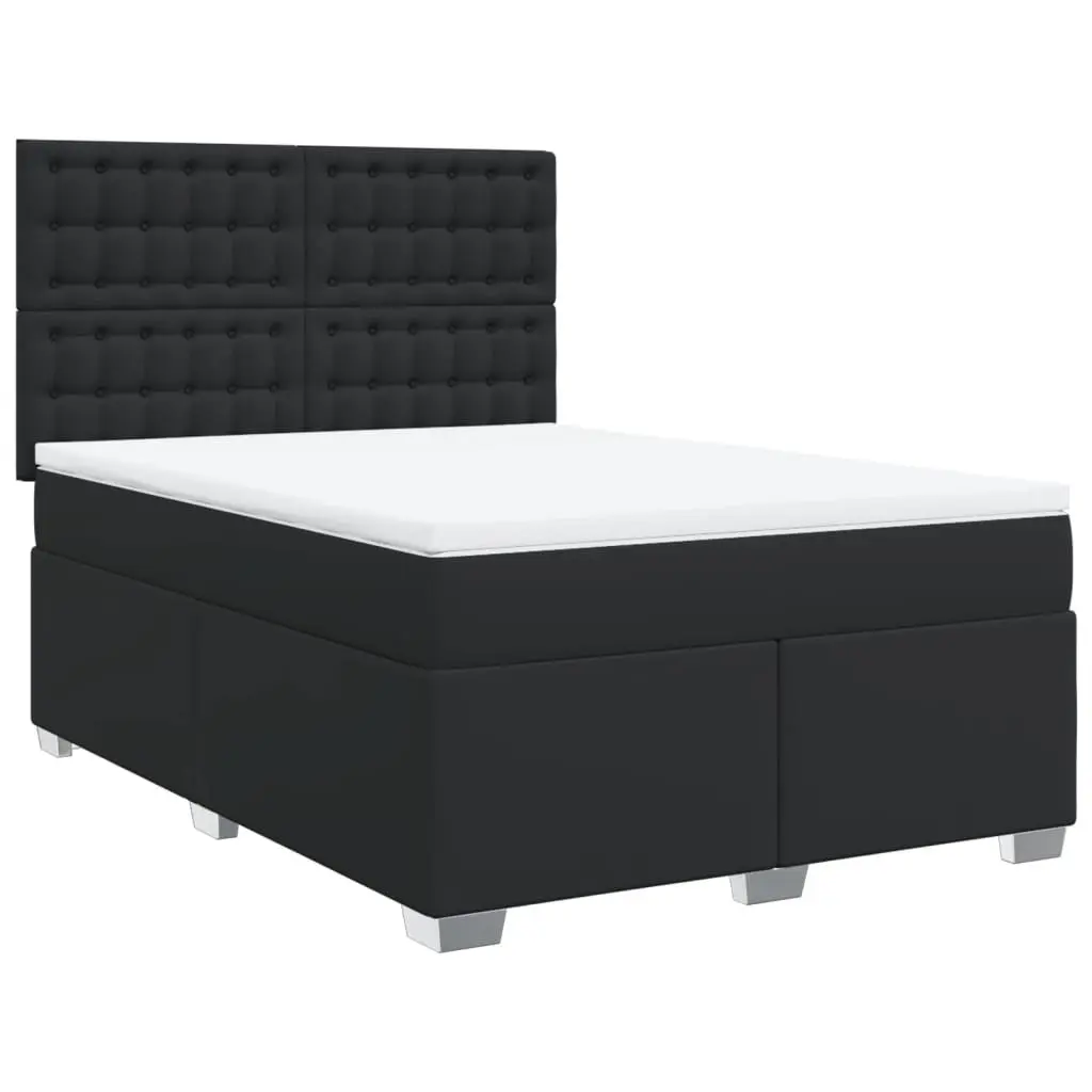 Queen Box Spring Bed with Pocket Mattress Headboard in Black