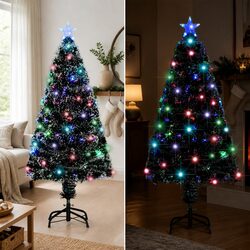120cm Green Pre-lit Christmas Tree with LED & Fibre Optic Lights
