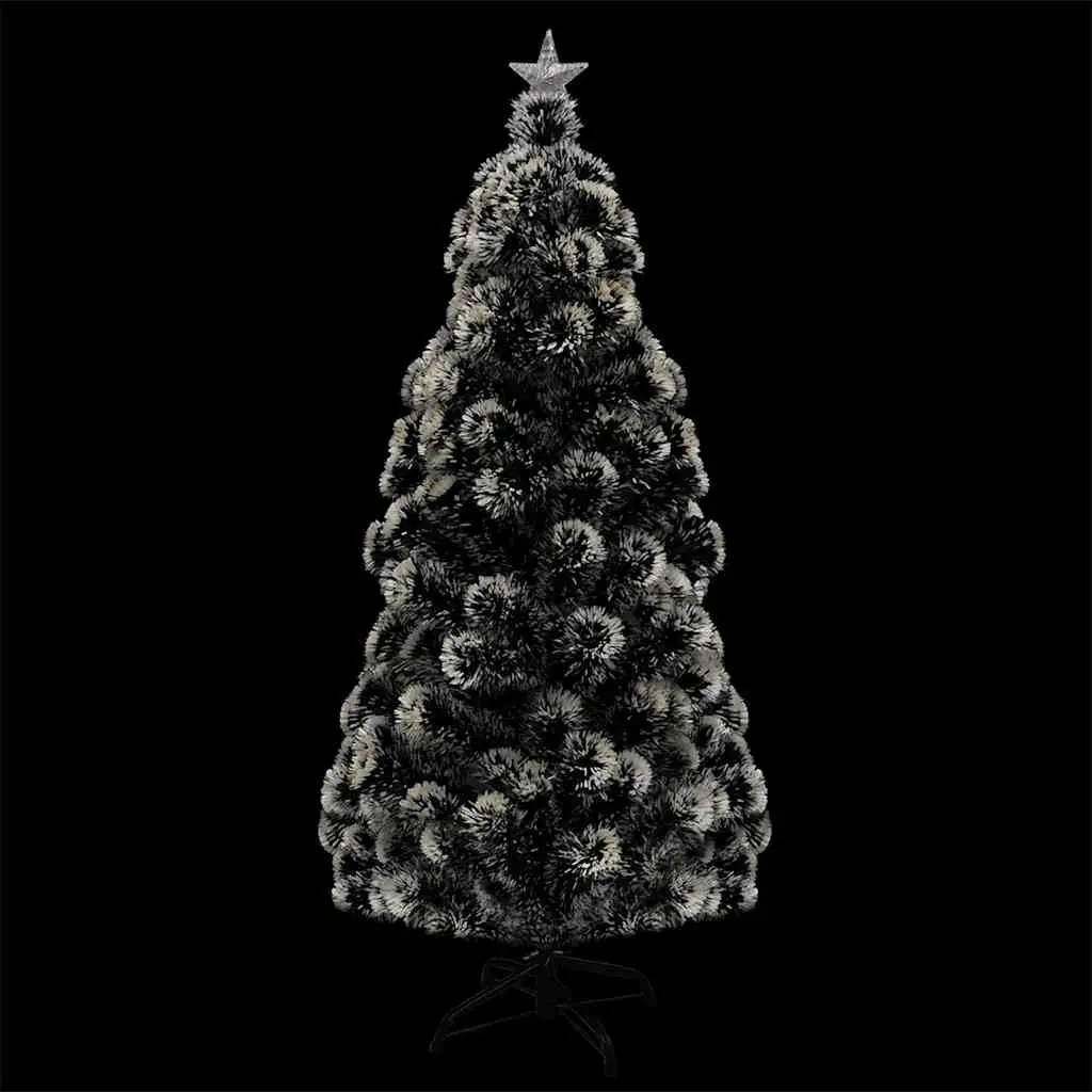 Artificial Christmas Tree PVC 150cm Green White Pre-lit Fibre Optic LED Lights