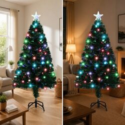 120cm Pre-lit Green Christmas Tree with LED and Fibre Optic