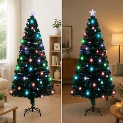 150cm Green Pre-lit Artificial Christmas Tree with LED Lights