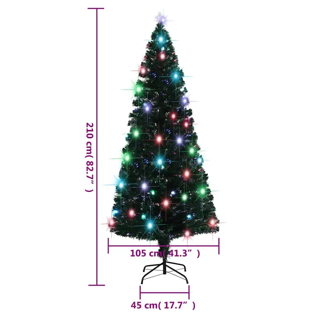 Artificial Christmas Tree Green 210 cm Fibre Optic LED Lighted