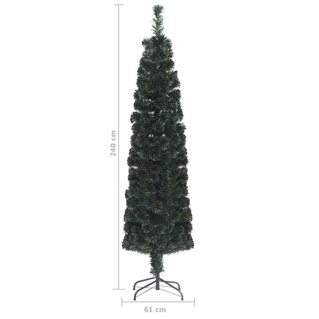 240cm Black Slim Christmas Tree with Fibre Optic Lights