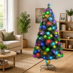 120cm White Pre-lit Christmas Tree with LED and Fibre Optics