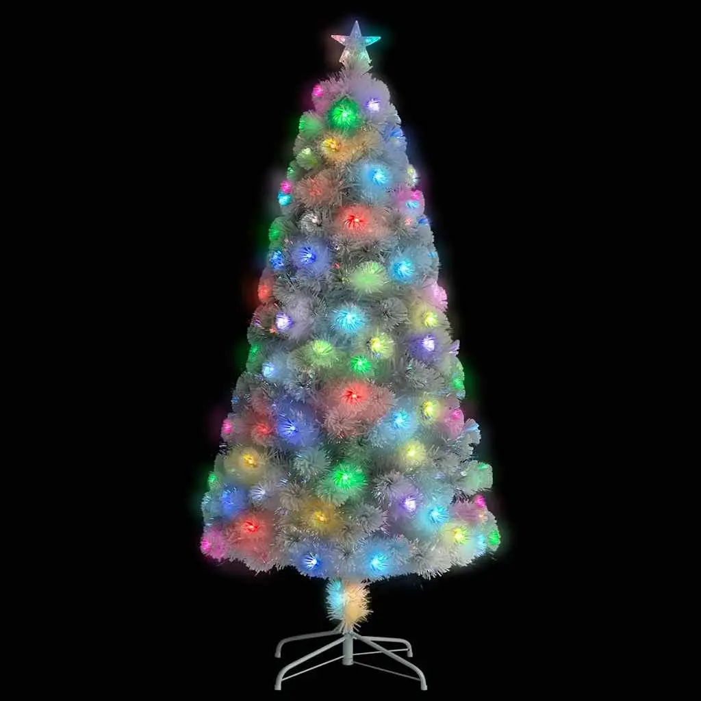 Artificial Christmas Tree PVC 120cm White Pre-lit LED Fibre Optic
