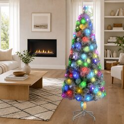 Stunning White Pre-lit Christmas Tree with LED and Fibre Optic