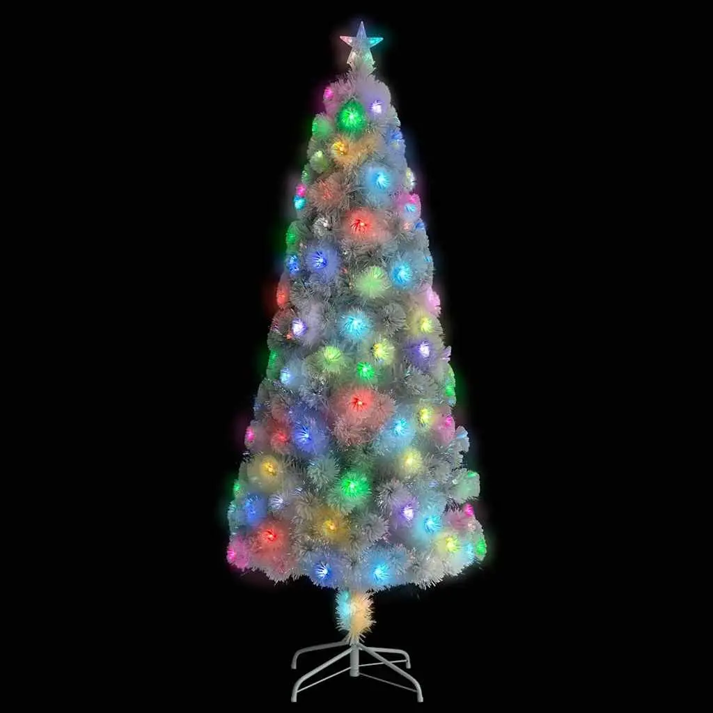 White Artificial Pre-lit Christmas Tree 210cm LED Fibre Optic Festive Decoration