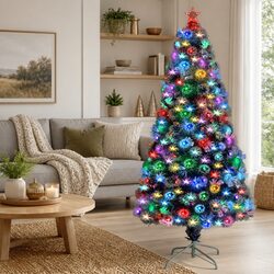 White 120 cm Pre-lit Christmas Tree with LED & Fibre Optics