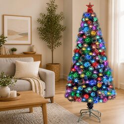 150cm White Artificial Christmas Tree with LED and Fibre Optic