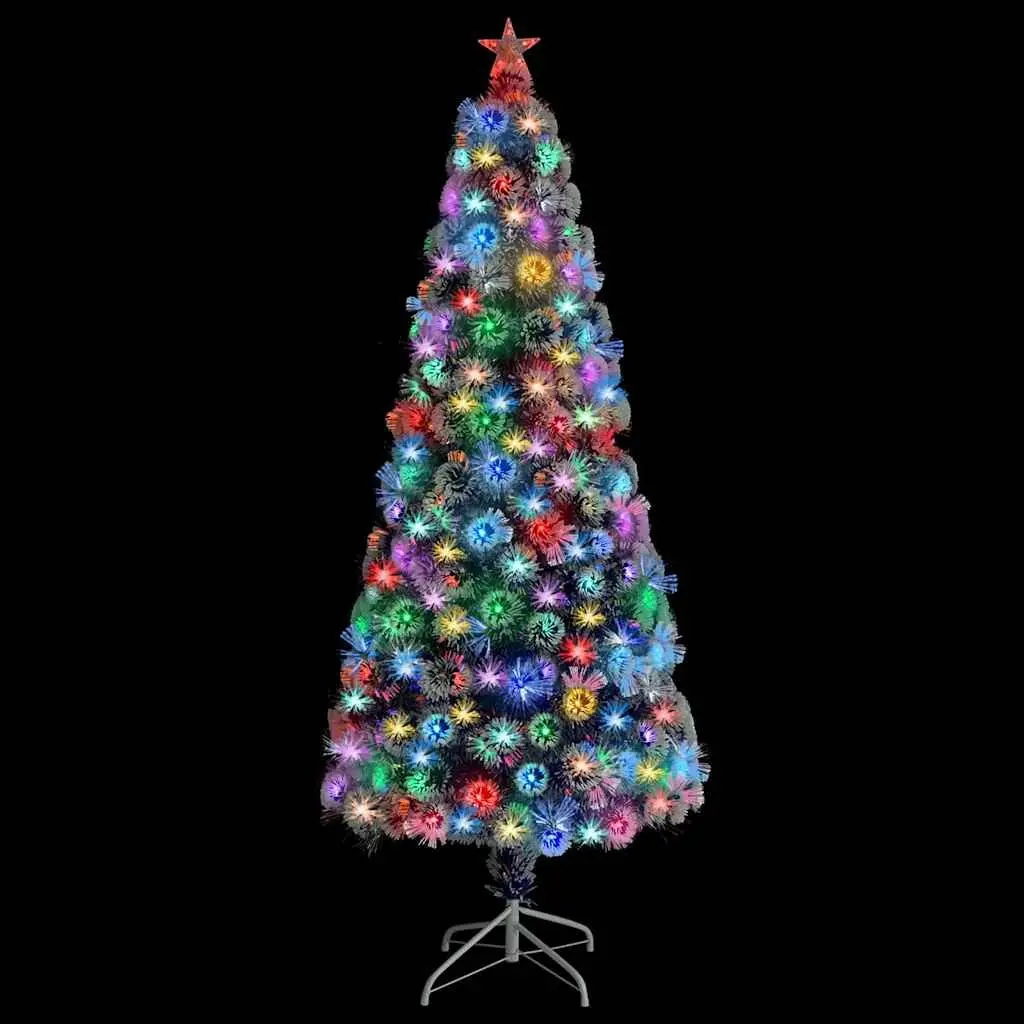 Artificial Pre-lit Christmas Tree White 180cm LED Fibre Optic Holiday Decoration