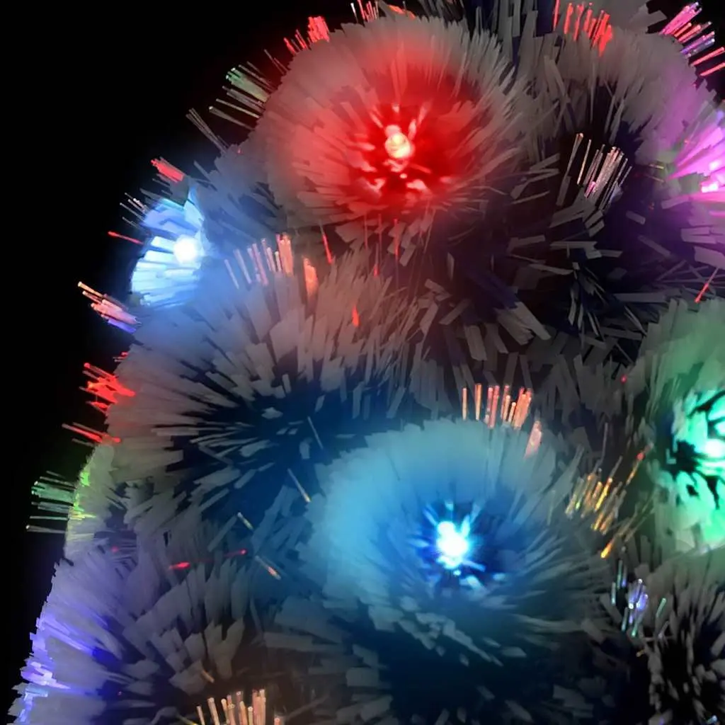 Artificial Pre-lit Christmas Tree White 180cm LED Fibre Optic Holiday Decoration