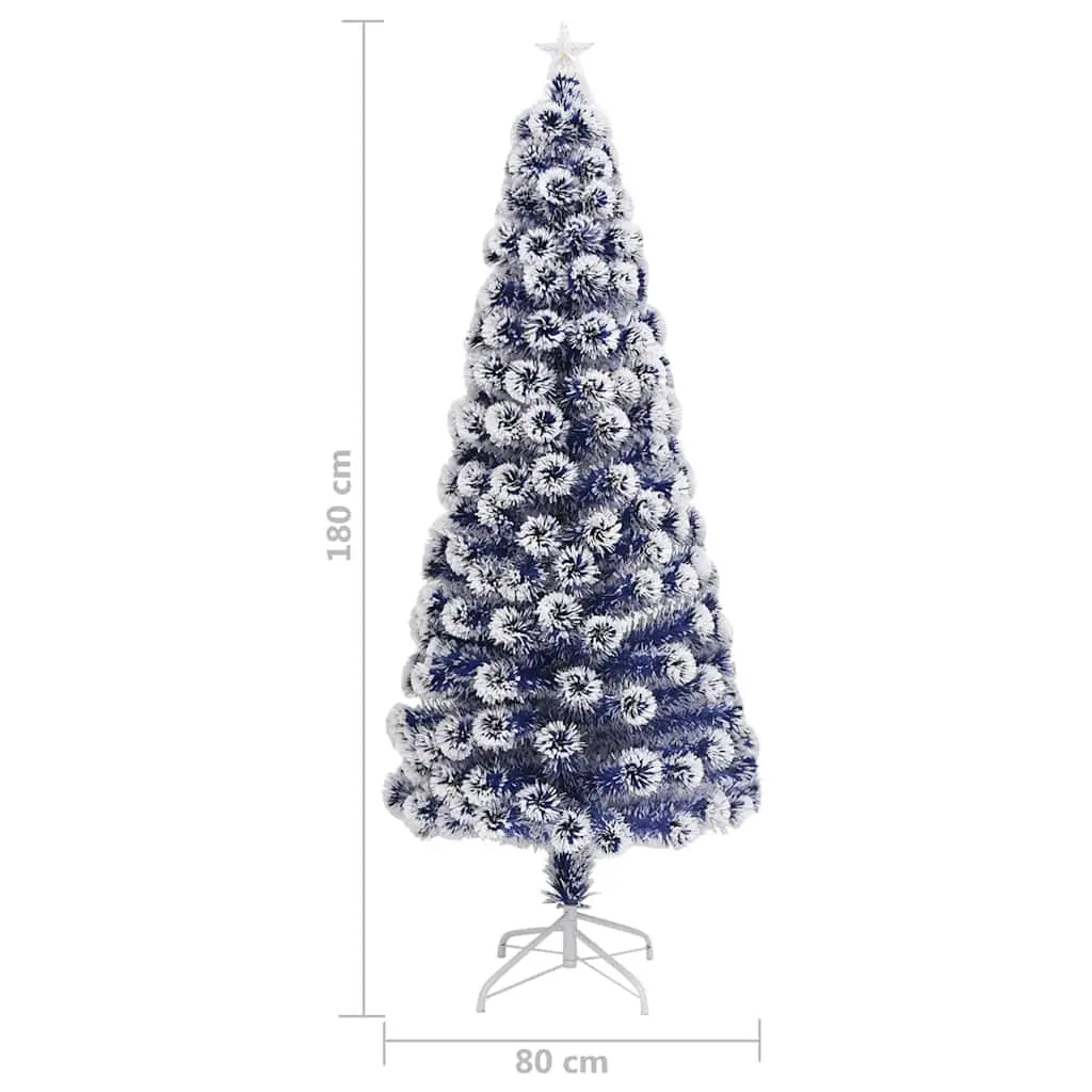 Artificial Pre-lit Christmas Tree White 180cm LED Fibre Optic Holiday Decoration