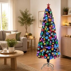 210cm White Artificial Christmas Tree with LED and Fibre Optic Lights