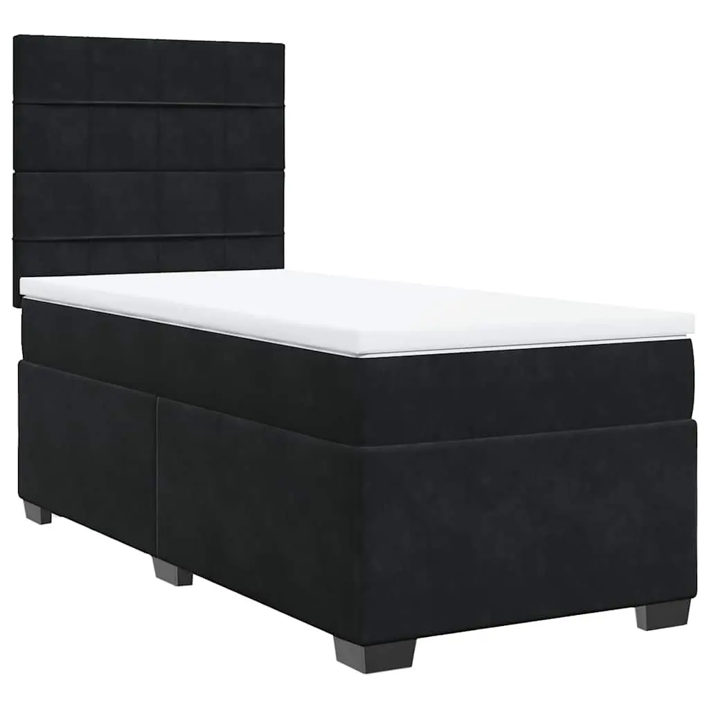 Box Spring Bed Velvet King Single Height-Adjustable Headboard Pocket Spring Mattress