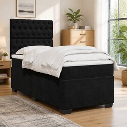 Premium Box Spring Bed with Pocket Spring Mattress in Black