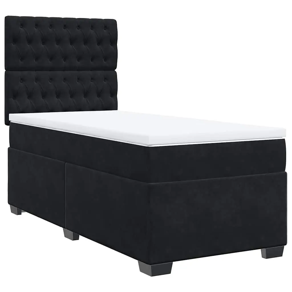 Box Spring Bed with Pocket Spring Mattress in Black