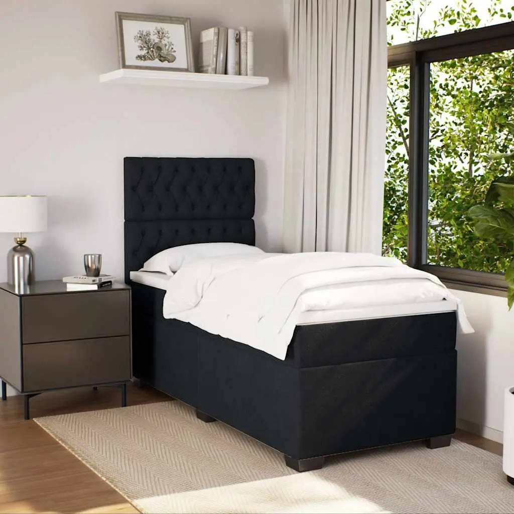 Box Spring Bed with Pocket Spring Mattress in Black