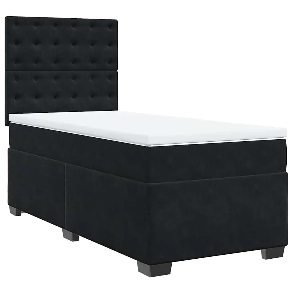 Adjustable Black Velvet Box Spring Bed with Pocket Spring Mattress