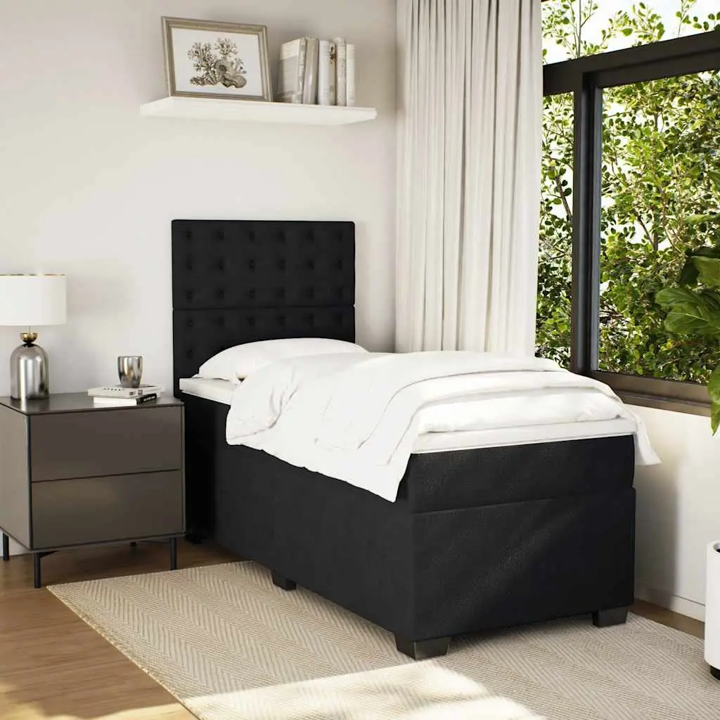 Adjustable Black Velvet Box Spring Bed with Pocket Spring Mattress