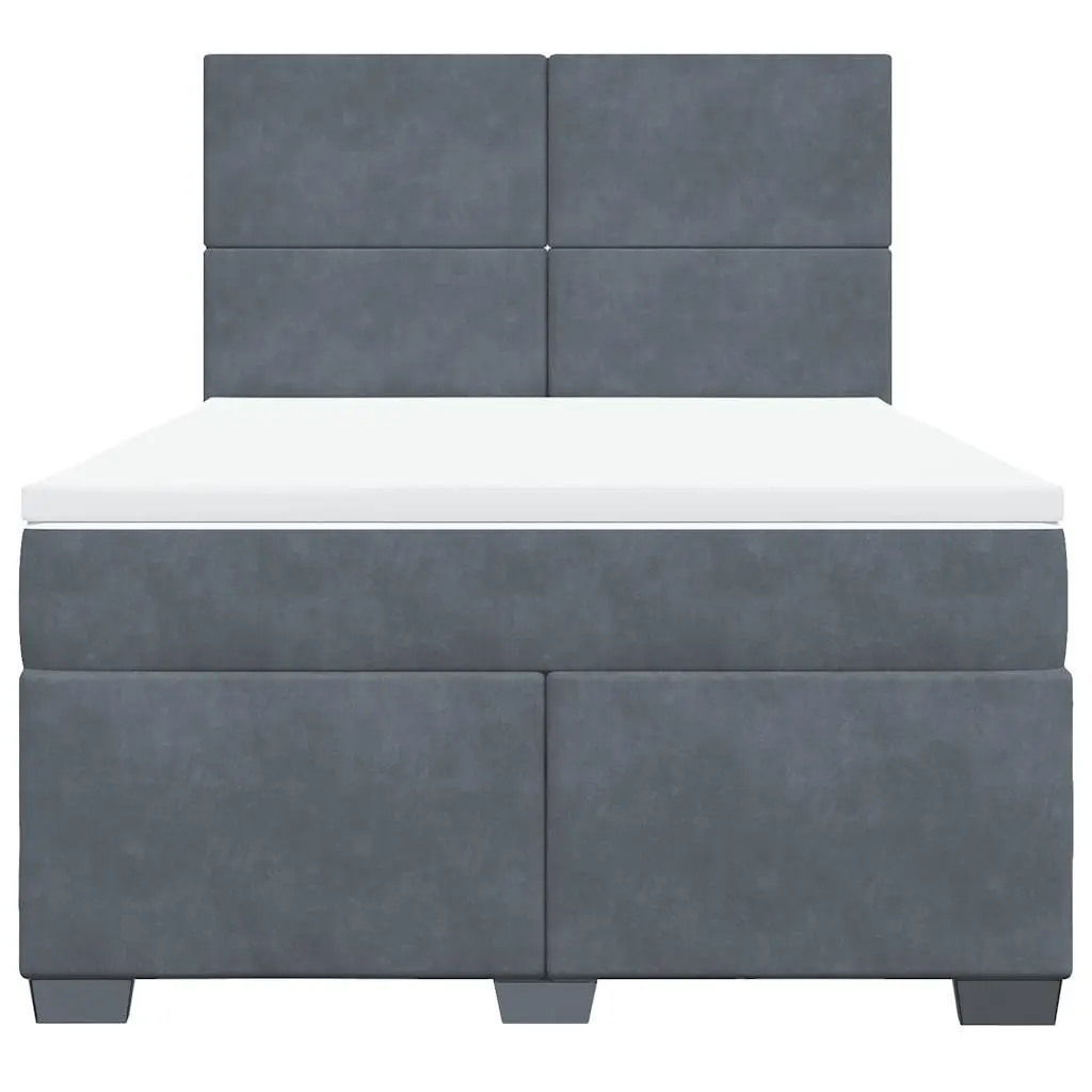 Box Spring Bed with Pocket Spring Mattress & Velvet Headboard