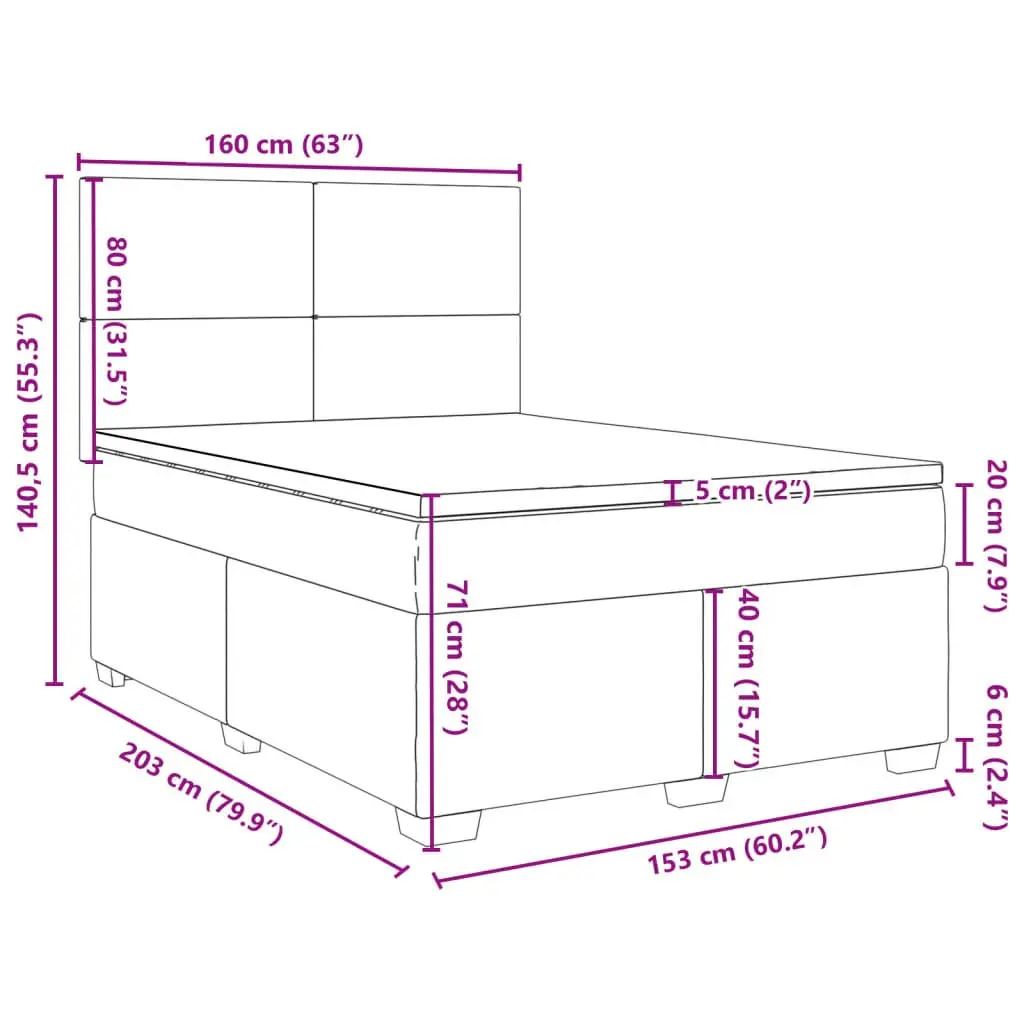 Grey Queen Box Spring Bed with Pocket Spring Mattress