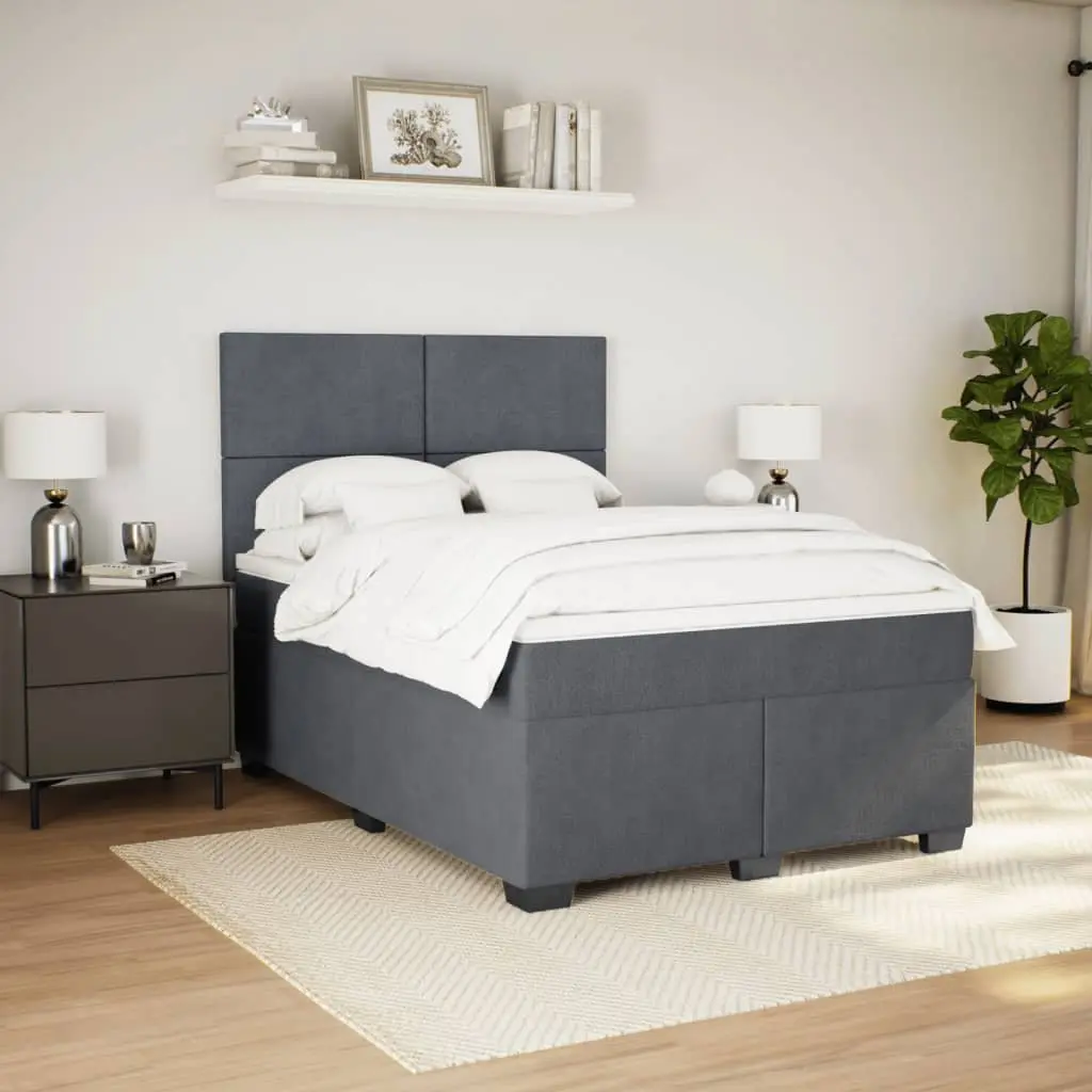 Grey Queen Box Spring Bed with Pocket Spring Mattress