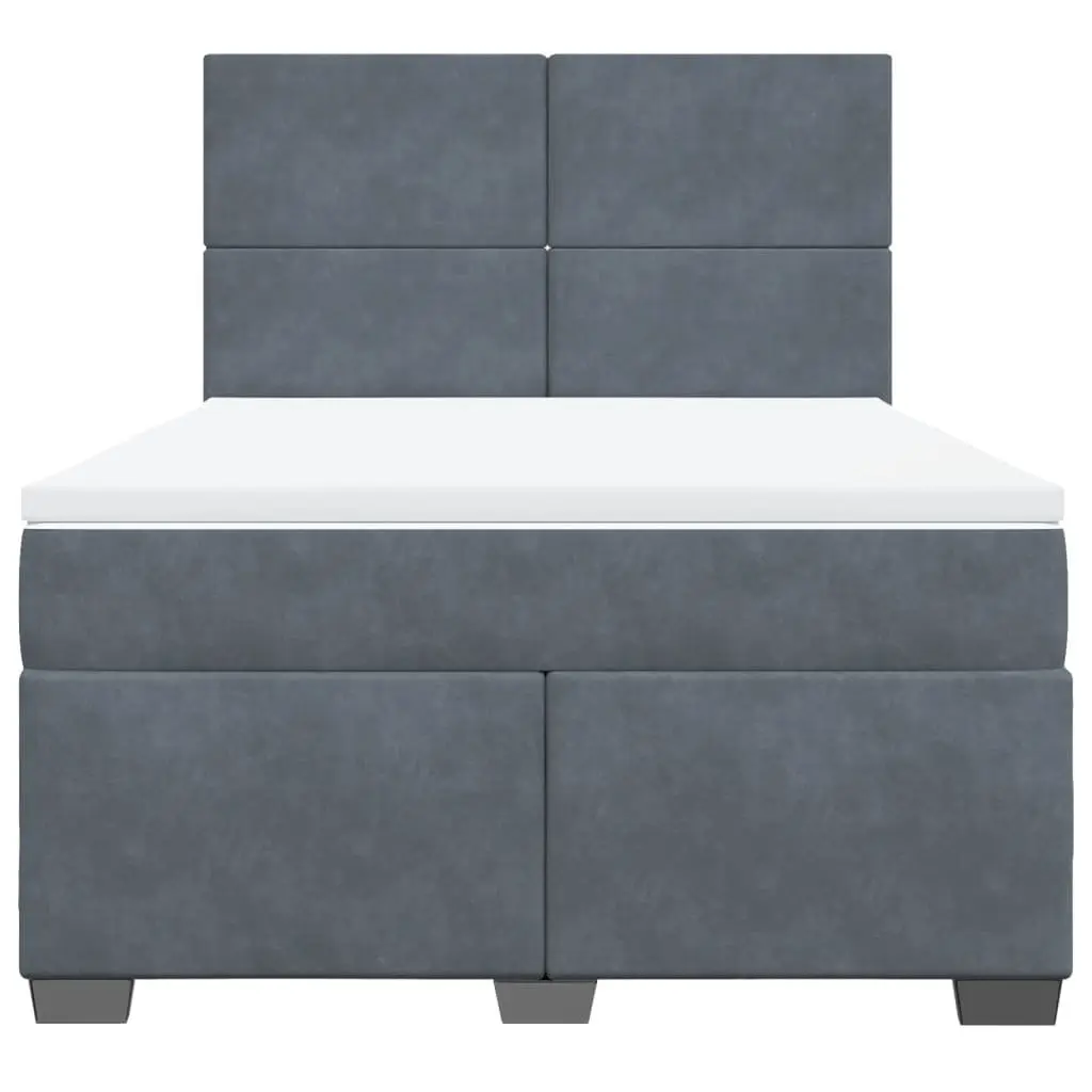 Grey Queen Box Spring Bed with Pocket Spring Mattress