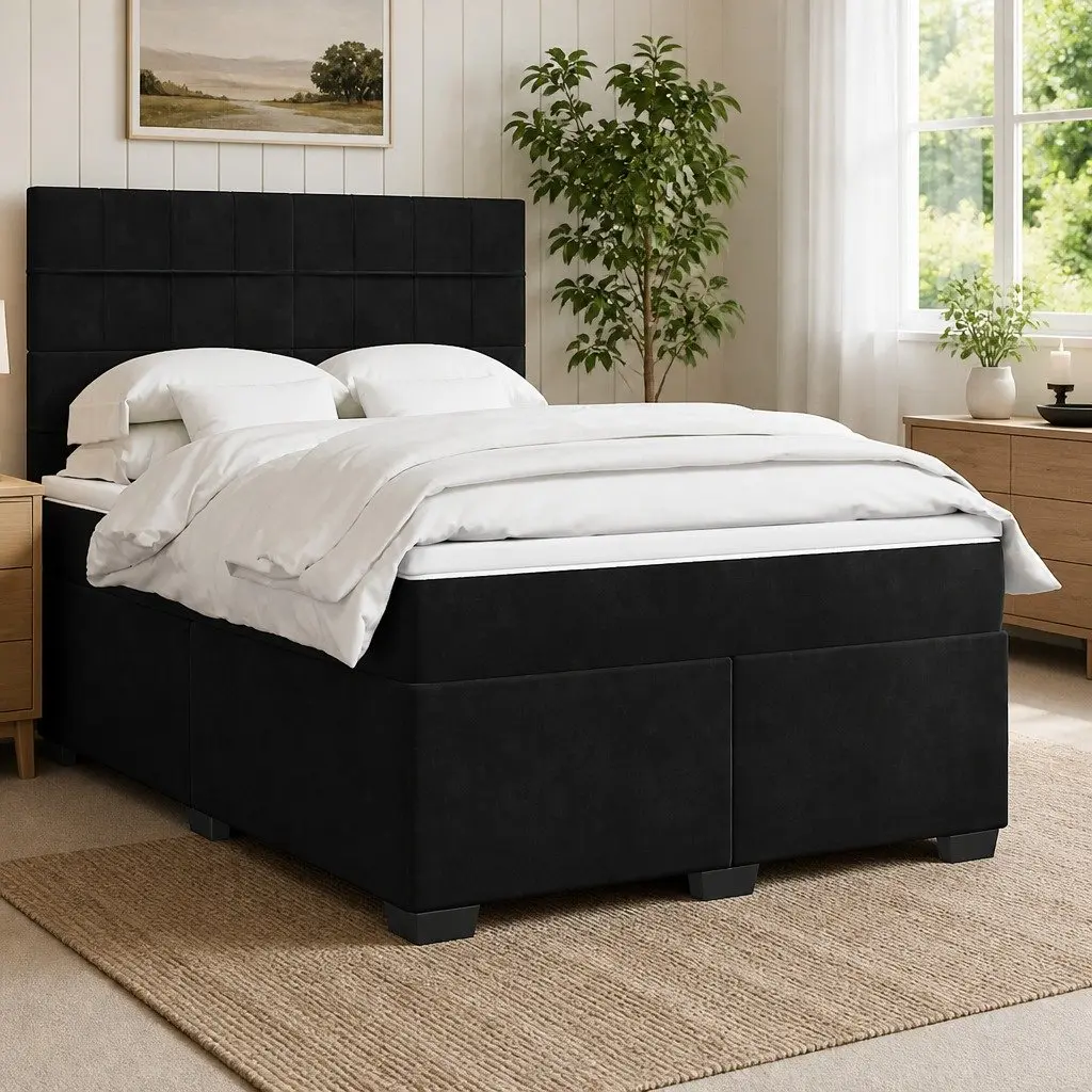 Queen Box Spring Bed with Pocket Sprung Mattress